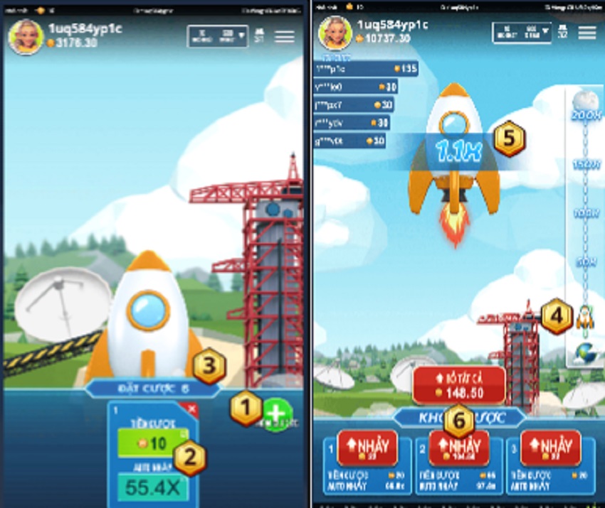 Giao dien game Cash Rocket Vn88